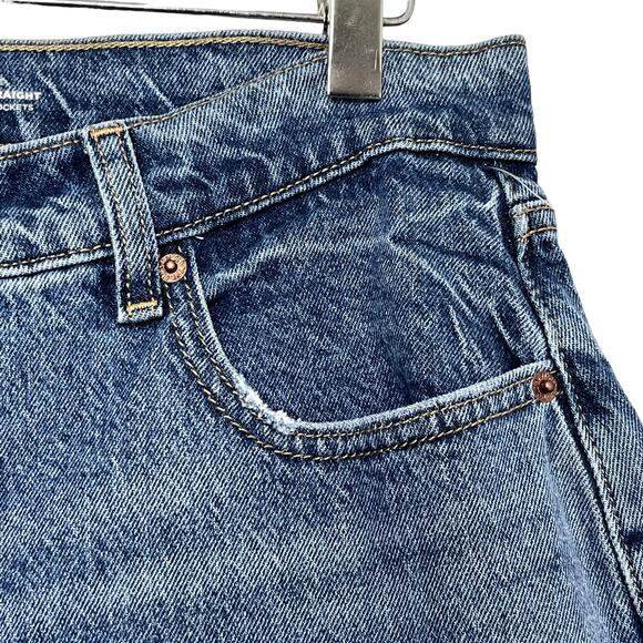 Old Navy Slouchy Straight Jeans 8 High Rise Medium Wash Distressed Stretch Denim - Picture 4 of 11